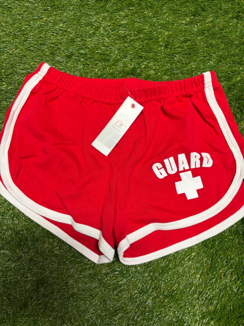 Women's Athletic Running Shorts in Red with White Trim